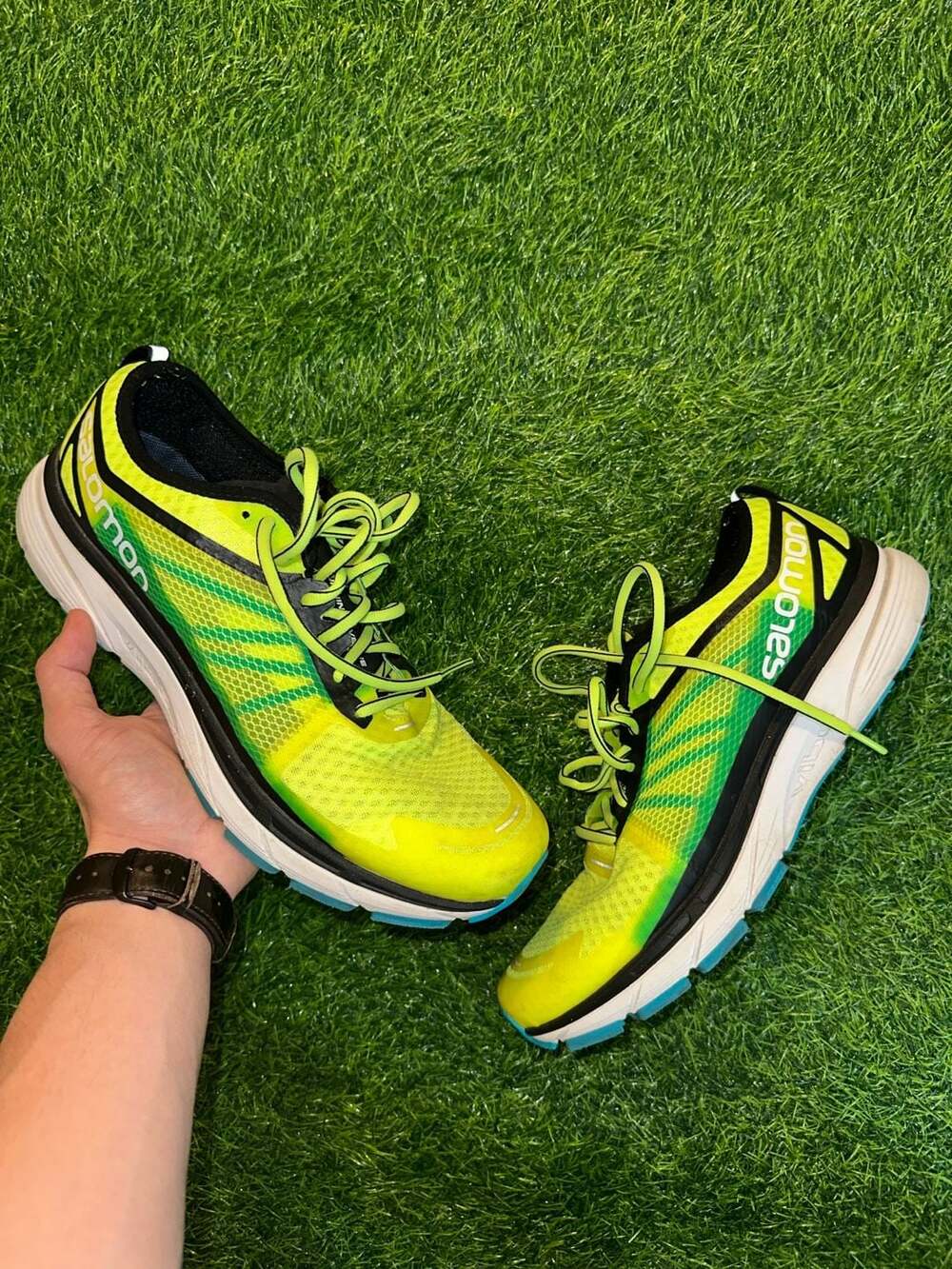 Salomon Sonic RA Running Shoes Fluorescent Green Black size 13
